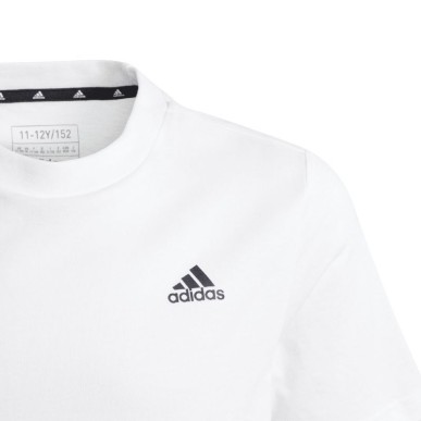 Maglietta in cotone con piccolo logo adidas Essentials Jr IB4093