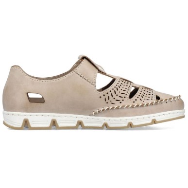 Scarpe Rieker W RKR651 beige in pelle traforata con velcro