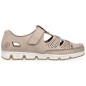 Rieker W RKR651 beige leather openwork shoes with velcro