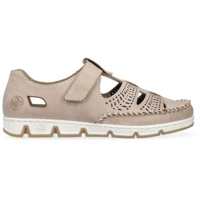 Scarpe Rieker W RKR651 beige in pelle traforata con velcro