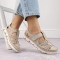 Rieker W RKR651 beige leather openwork shoes with velcro