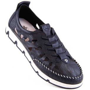 Scarpe in pelle traforata Rieker W RKR652, blu navy