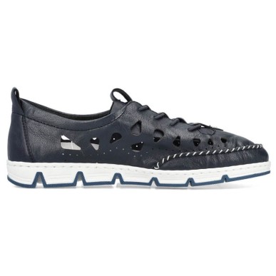 Scarpe in pelle traforata Rieker W RKR652, blu navy