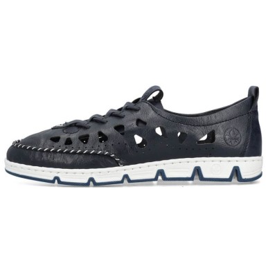 Scarpe in pelle traforata Rieker W RKR652, blu navy