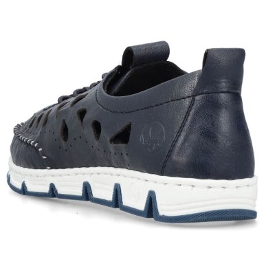 Leather openwork shoes Rieker W RKR652, navy blue