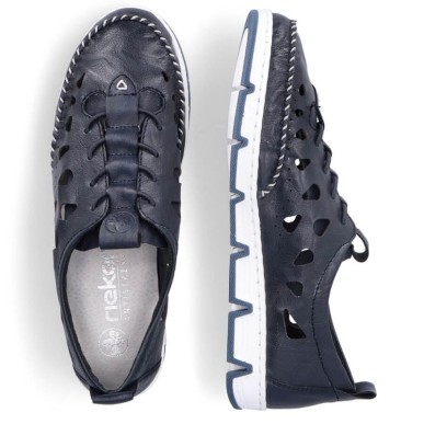 Scarpe in pelle traforata Rieker W RKR652, blu navy