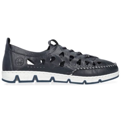 Scarpe in pelle traforata Rieker W RKR652, blu navy