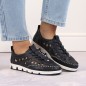 Leather openwork shoes Rieker W RKR652, navy blue