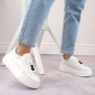 Scarpe con plateau in pelle con orsetto Vinceza W JAN276B, bianco