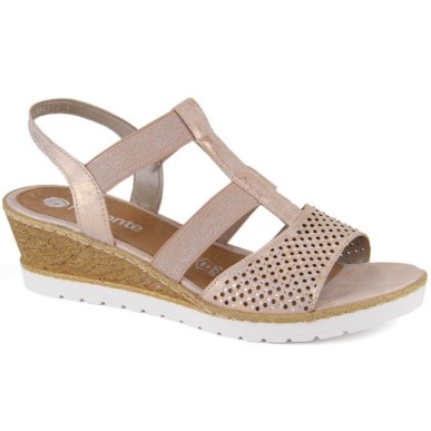 Comfortable wedge sandals Remonte W RKR667, pink gold