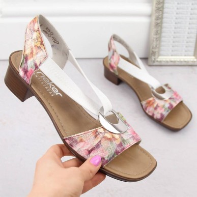 Comfortable floral sandals Rieker W RKR334C multicolor