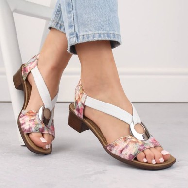 Comfortable floral sandals Rieker W RKR334C multicolor