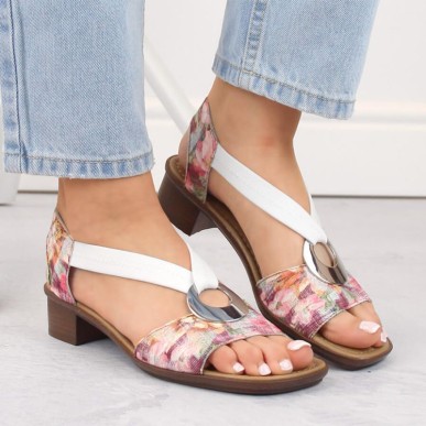 Comfortable floral sandals Rieker W RKR334C multicolor