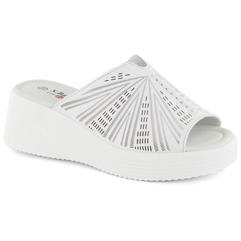 Leather wedge mules S.Barski W OLI255A white