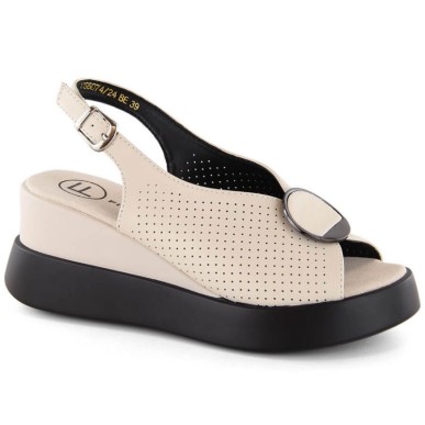 Sandali con zeppa in pelle traforata Filippo W PAW530, beige