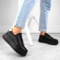 Vinceza W JAN313 black leather platform shoes