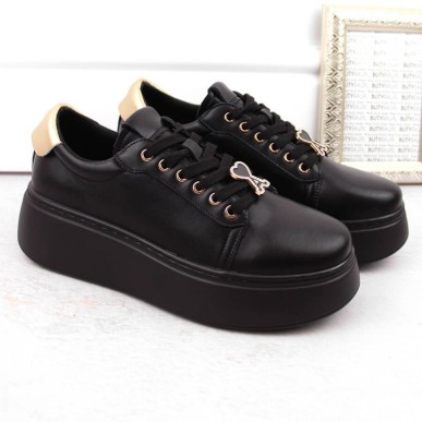 Vinceza W JAN313 black leather platform shoes