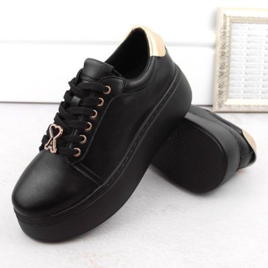 Vinceza W JAN313 black leather platform shoes