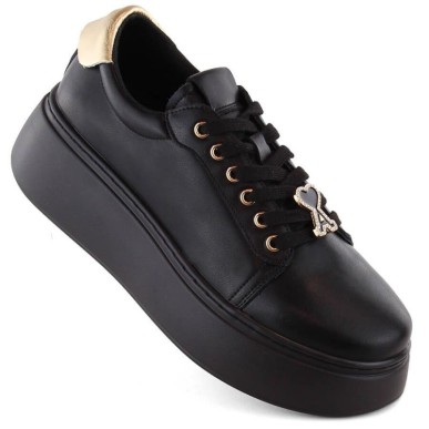 Vinceza W JAN313 black leather platform shoes