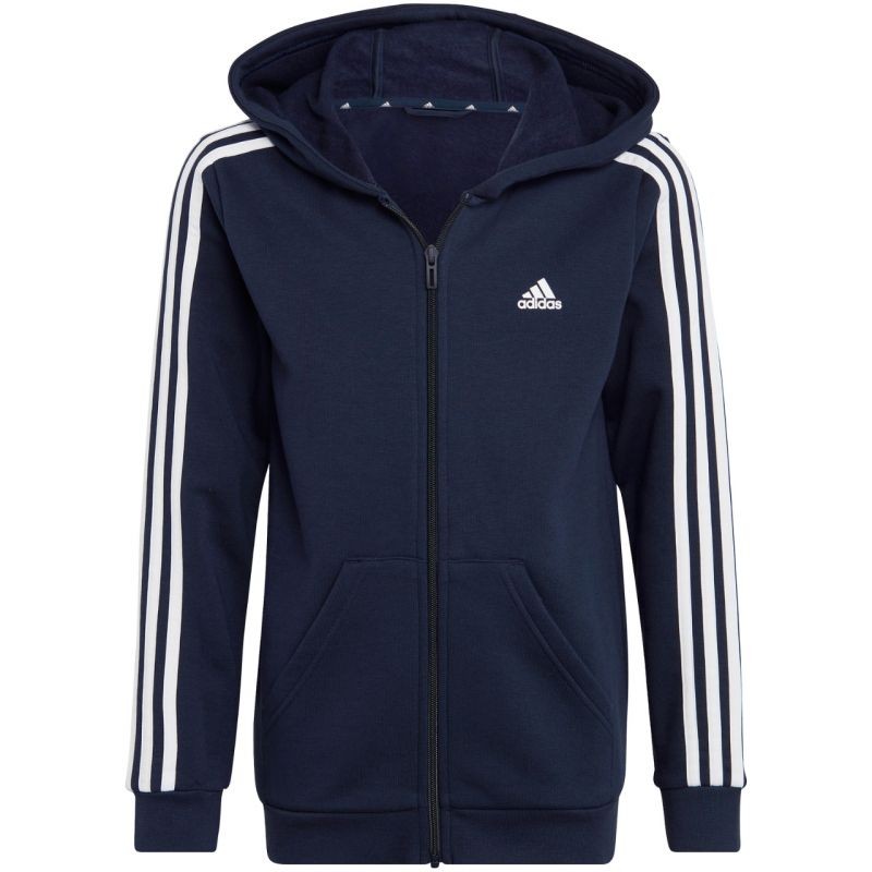 Felpa con cappuccio e zip intera adidas Essentials 3-Stripes Fleece Jr IC0600