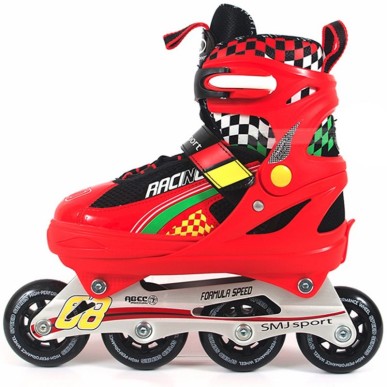 Roller skates with replaceable skid ROL188 adjustable red-black