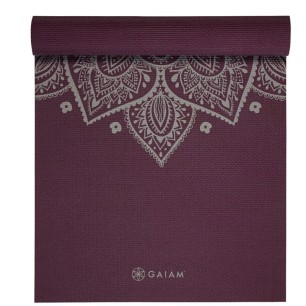 Gaiam Midnight Plum Sundial Flower Yoga Mat 5mm 65734