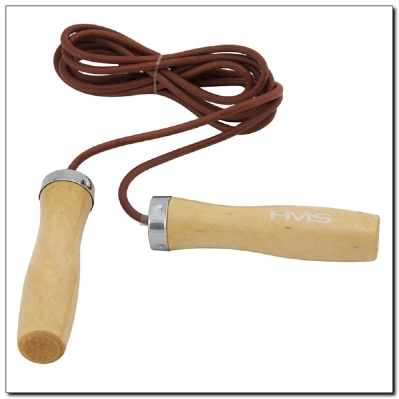 Leather skipping rope with a wooden handle HMS SK07