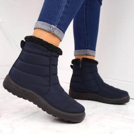 Waterproof snow boots with zipper NEWS W EVE181B navy blue