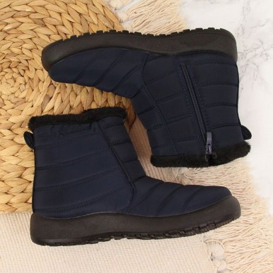 Waterproof snow boots with zipper NEWS W EVE181B navy blue