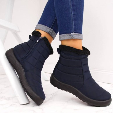 Waterproof snow boots with zipper NEWS W EVE181B navy blue