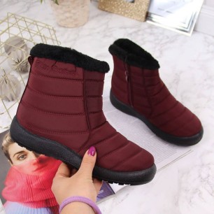 Waterproof snow boots with zipper NEWS W EVE181C burgundy