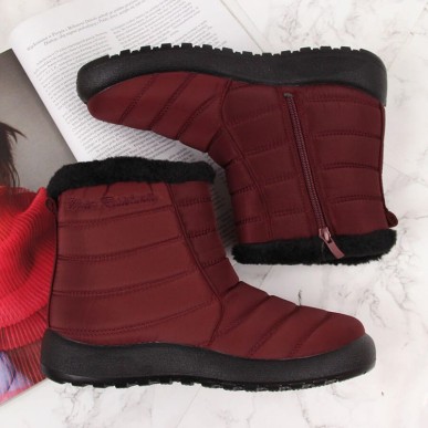 Waterproof snow boots with zipper NEWS W EVE181C burgundy