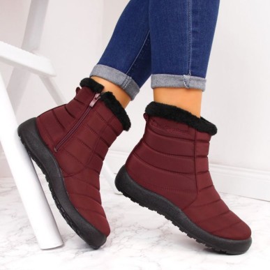 Waterproof snow boots with zipper NEWS W EVE181C burgundy