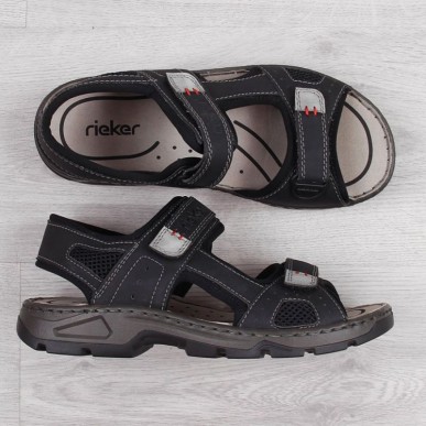 Rieker M R447 sandali comodi in velcro neri