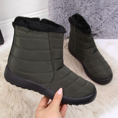 Waterproof snow boots with zipper NEWS W EVE181D khaki