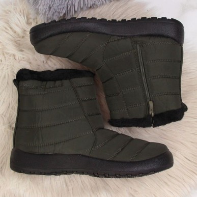 Waterproof snow boots with zipper NEWS W EVE181D khaki