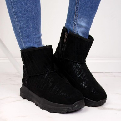 NEWS W EVE311A black suede snow boots