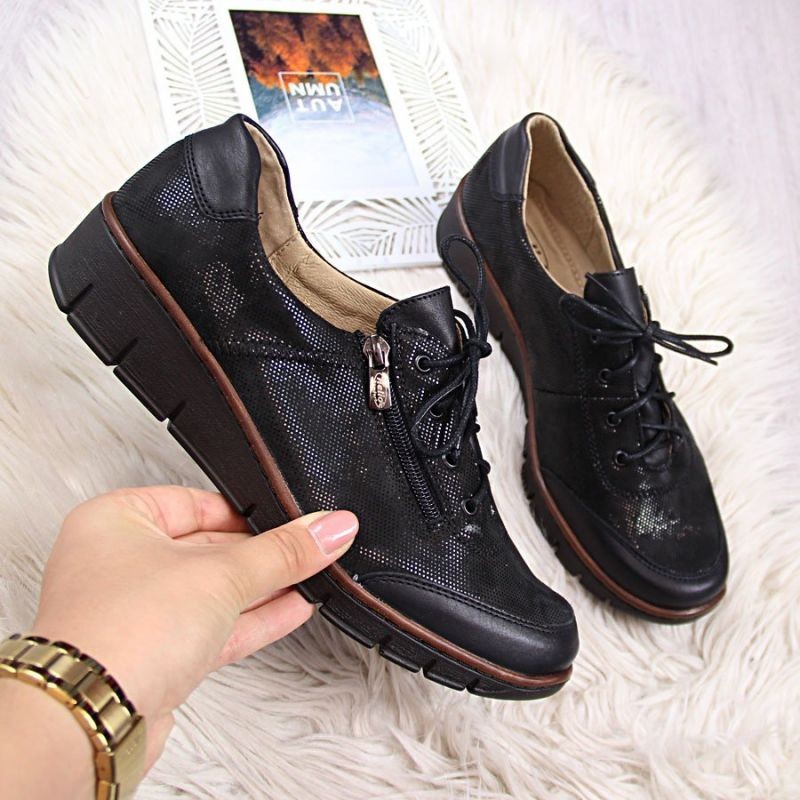 Scarpe in pelle Helios W H334 nero lucido