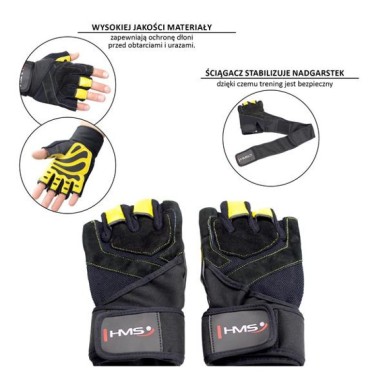 Black / Yellow HMS RST01 rL gym gloves