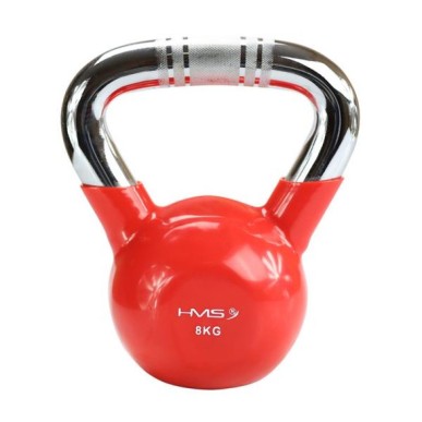 Kettlebell cast iron knurled chrome handle HMS KTC06 RED