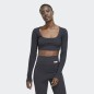 Adidas Studio Lounge Ribbed Cropped Long Sleeve Tee W HH8502