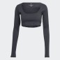 Adidas Studio Lounge Ribbed Cropped Long Sleeve Tee W HH8502