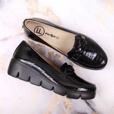 Filippo W PAW364 patent leather shoes, black