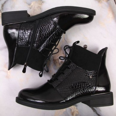 Lacquered boots Vinceza W JAN135 black