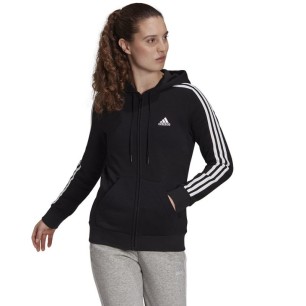 Felpa con cappuccio e zip intera Adidas 3 Stripes FL W GM5567