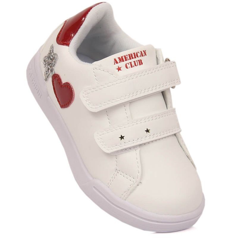 Scarpe sportive American Club Jr AM925A Velcro, bianche