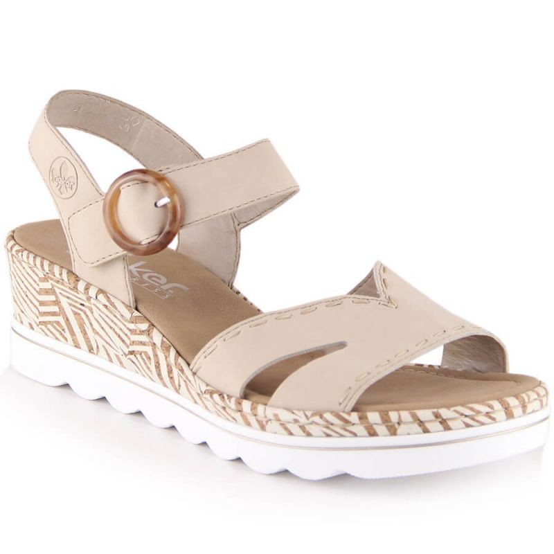 Comfortable wedge sandals Rieker W RKR595, beige