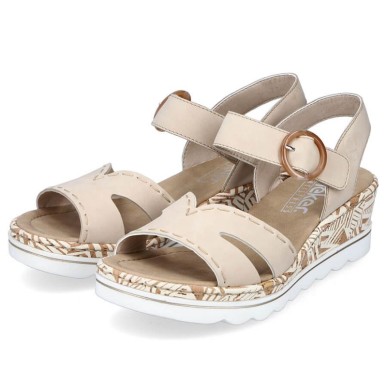 Comfortable wedge sandals Rieker W RKR595, beige