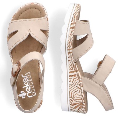 Comfortable wedge sandals Rieker W RKR595, beige