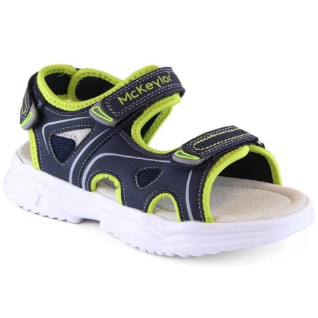 McKeylor Jr JAN229B Velcro sandals, navy blue and green